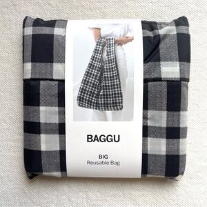 BAGGU BIG Reusable Bag Black White Check